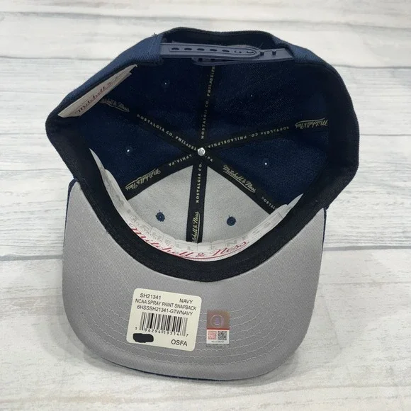 NWT Georgetown Hoyas Snapback Hat Mitchell Ness Blue Gray Spray Splatter College - Picture 7 of 7